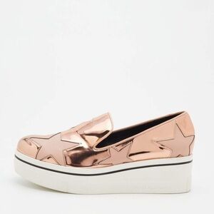 Stella McCartney Metallic Rose Gold  Binx Star Platform Slip On Sneakers